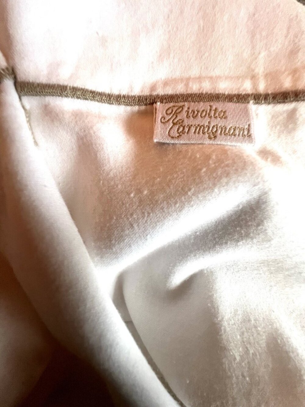 ITALIAN Pillowcase White 100% Cotton STD Taupe Flanged Italy Rivolta Carmignani